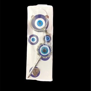 Turkish Blue Evil Eye with Decorative Key Keychain